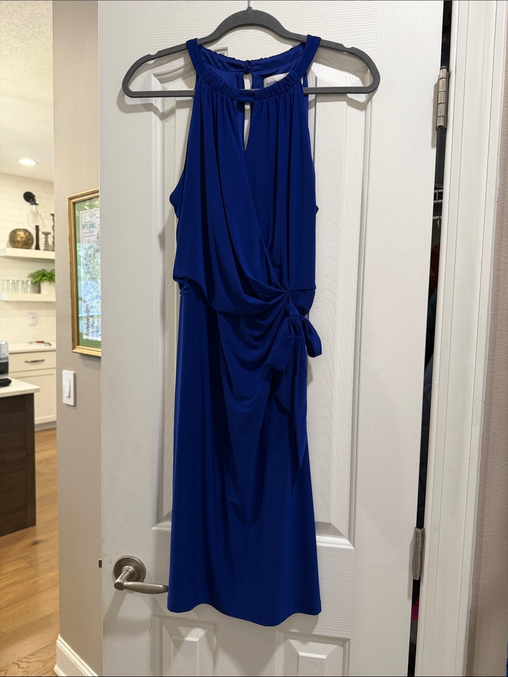 Emma & Michele Royal Blue halter self-tie dress NWOT Size L
